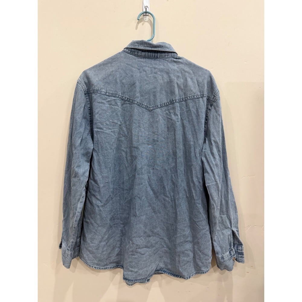 100% Cotton Women's Denim Shirt Medium Acid Wash Western Button Down size L - Picture 4 of 4
